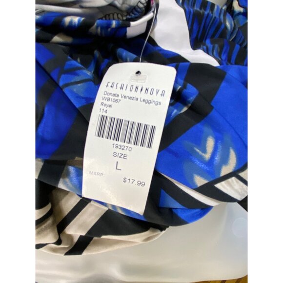 Donata Venezia Royal Blue Abstract Print Leggings By Fashion Nova‎ L - Picture 8 of 10